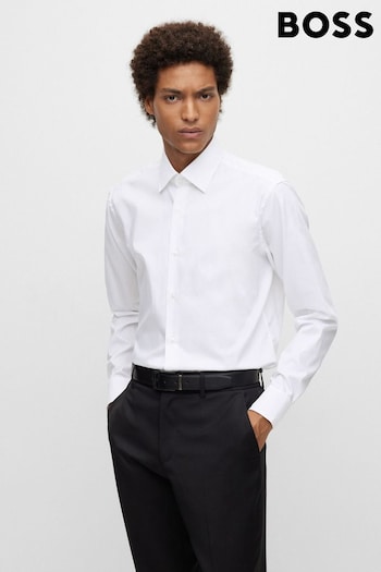 BOSS White Regular Fit Poplin Easy Iron Long Sleeve Shirt (C16506) | £99