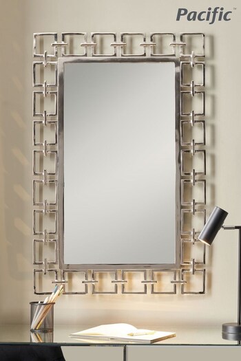 Pacific Silver/White Nickel Chain Effect Rectangular Mirror (C16571) | £275