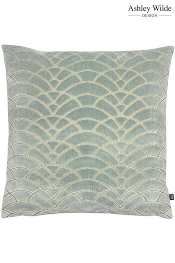 Ashley Wilde Green Eucalyptus Dinaric Cut Velvet Cushion (C16573) | £31