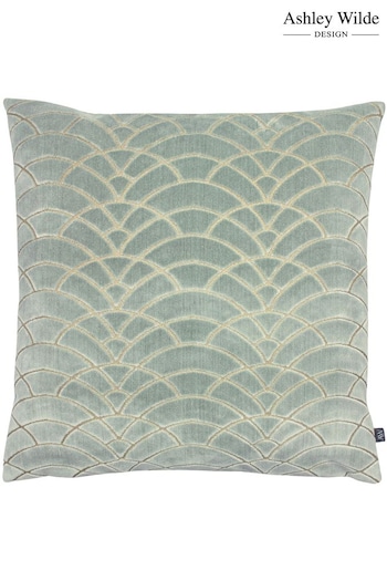 Ashley Wilde Green Eucalyptus Dinaric Cut Velvet Cushion (C16573) | £41