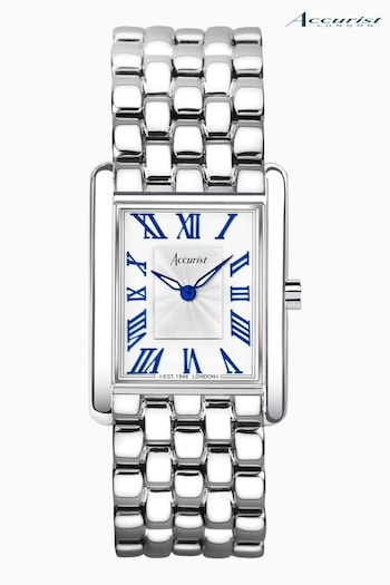 Accurist Rectangle Womens Silver Tone Stainless Steel Bracelet Analogue Watch (C16638) | £189