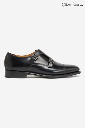 Oliver Sweeney Erbottle Black Calf Leather Double Monk Shoes Slouchy (C16727) | £259