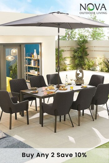 Nova Outdoor Living Grey 8 Seat Rectangular Outdoor Fabric Dining Set (C16771) | £3,400
