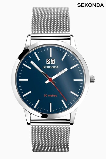 Sekonda Mens Blue Stainless Steel Mesh Bracelet Watch (C16809) | £64.99