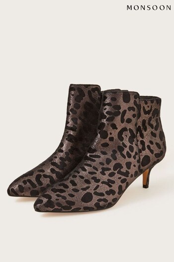 Monsoon Brown Leopard Ankle Boots (C18001) | £65