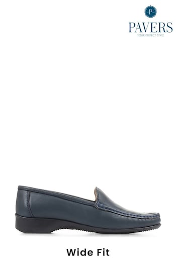 Pavers Blue Wide Fit Leather Loafers (C18286) | £48