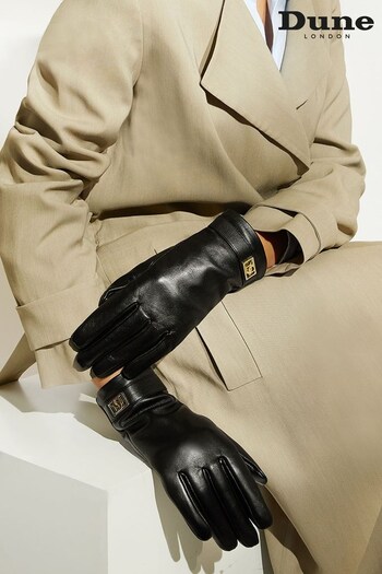 Dune London Black Irenna Leather Heart Decal Gloves (C18462) | £50