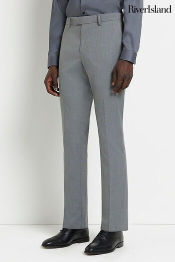 River Island Grey Skinny Twill Suit Trousers und (C18480) | £17.50