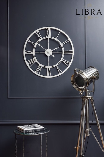 Libra White Antique Cream Skeleton Wall Clock (C18513) | £70