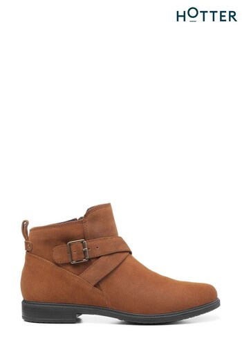 Hotter Natural Kingsley Tan Zip-Fastening Boots (C18662) | £105