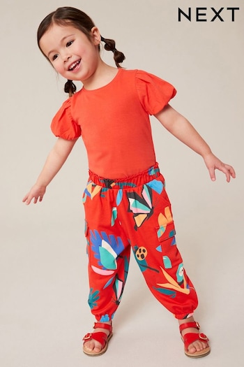 Red Tropical Print Cargo Trousers Leopardm (3mths-7yrs) (C18809) | £9 - £11