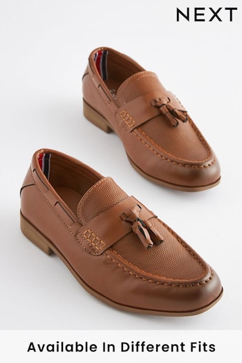 Tan Tassel Wide Fit (G) Smart Tassel Detail Loafers (C18815) | £24 - £30