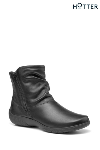 Hotter Black Whisper Wide Fit Zip-Fastening Ankle Boots Hers (C18922) | £99