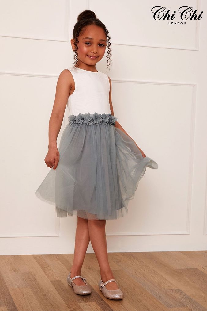 Plain flower top girl dresses