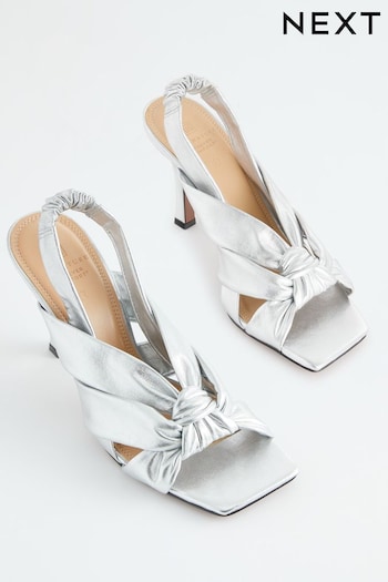 Silver Signature Forever Comfort® Leather Twist Sandals (C19252) | £65