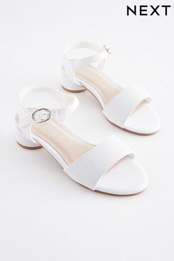 White Satin (Stain Resistant) Occasion Heel Sandals (C19462) | £21 - £28