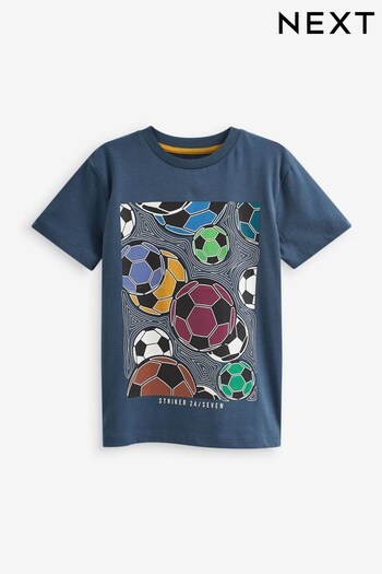 Blue Football Short Sleeve Graphic T-Shirt (3-16yrs) (C19471) | £5 - £10
