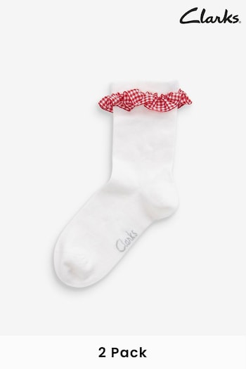 Clarks White Gingham Ankle School Socks (C19609) | £9