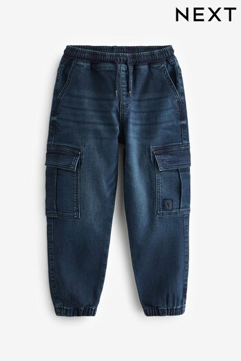 Dark Blue Cargo Jeans With Elasticated Waist (3-16yrs) (C19681) | £17 - £22