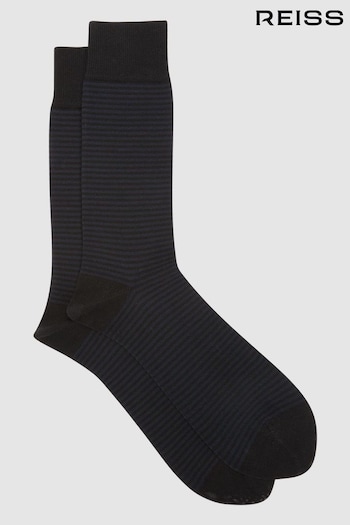Reiss Black Mario Stripe Striped Socks (C19721) | £10