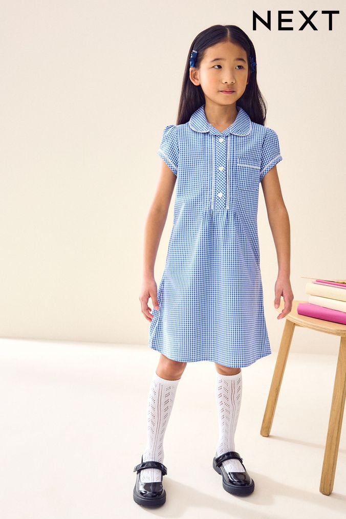 Light blue top gingham school dress