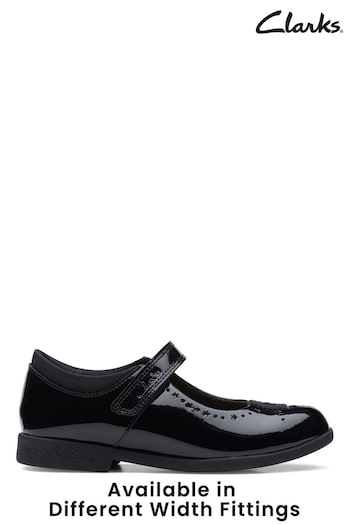 Clarks Black Patent Multi Fit Leather Magic Step Bar Eden Shoes (C19824) | £46
