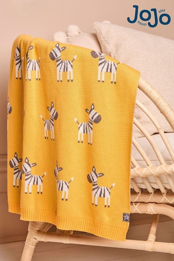 JoJo Maman Bébé Mustard Zebra Knit Shawl (C19990) | £26