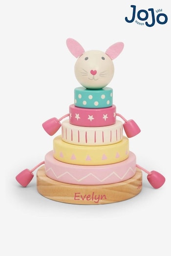 JoJo Maman Bébé Pink Bunny Wooden Stacking Toy (C20030) | £18