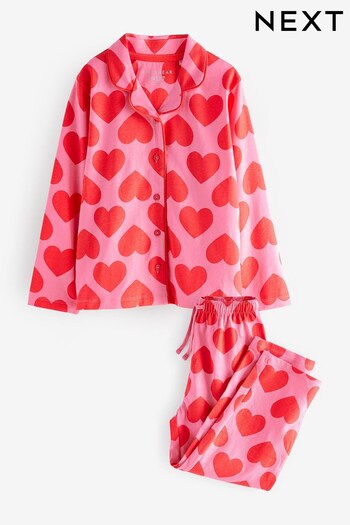 Pink/Red Heart Button Through Pyjamas (3-16yrs) (C20090) | £16 - £20