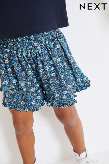 Blue Tonal Floral Print Super Soft Pretty Shorts (3-16yrs) (C20223) | £9 - £14