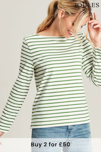 Joules Harbour Green Striped Long Sleeve Breton Top (C20365) | £29.95