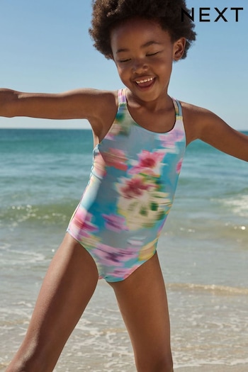 Blue Blurred Floral Swimsuit (3-16yrs) (C20441) | £12 - £17