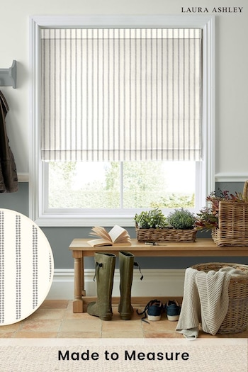 Laura Ashley Grey Candy Stripe Made To Measure Roman Blinds (C20513) | £84