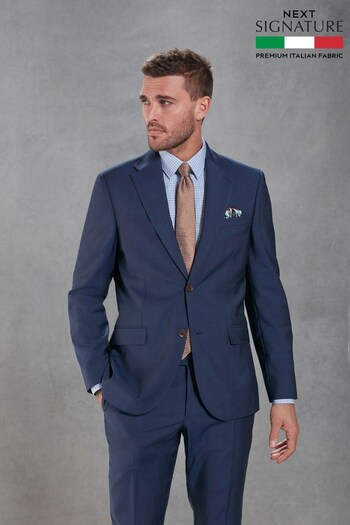 Bright Blue Signature Barberis Italian Slim Fit Mohair Suit Jacket (C20575) | £225