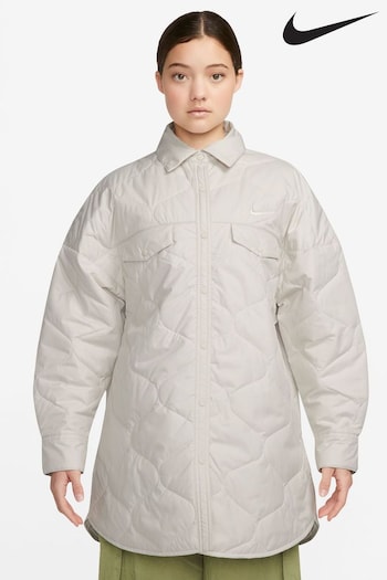 Nike White Sportswear Essentials Quilted Trench Coat (C20598) | £55