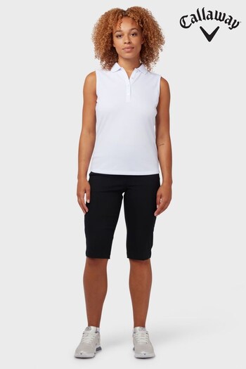 Callaway Apparel Ladies Callaway Golf Sleeveless Knit White Polo Shirt (C20759) | £29