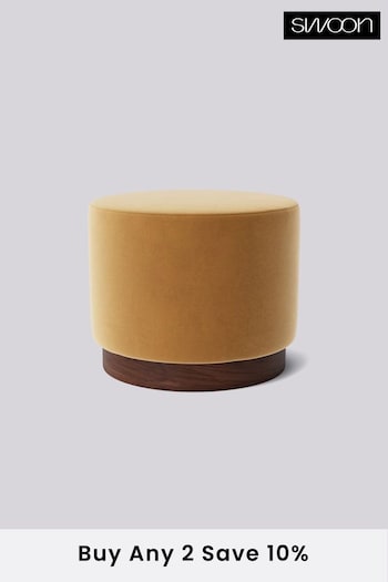 Swoon Easy Velvet Biscuit Natural Penfold Small Ottoman (C20802) | £230