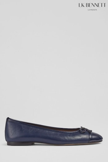 LK Bennett Blue Kara Leather And Patent Toe Cap Ballerina Flats (C20820) | £199