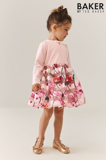 Baker by Ted Baker (0-6yrs) Pink Long Sleeve Mockable Dress (C20896) | £32 - £38