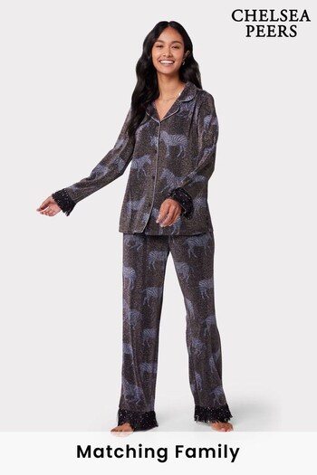 Chelsea Peers Black Zebra Print Long Pyjama Set (C20904) | £75
