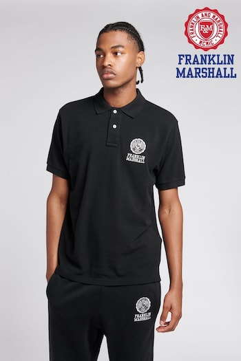 Franklin & Marshall Mens Black Crest Polo Shirt (C21126) | £45