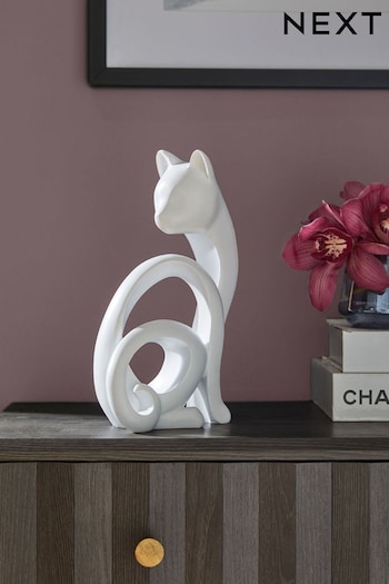 White Contemporary Cat Ornament (C21244) | £22