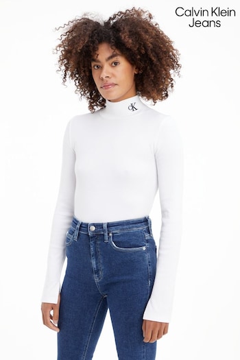 Calvin Klein Jeans Ribbed White Jumper (C21301) | £65