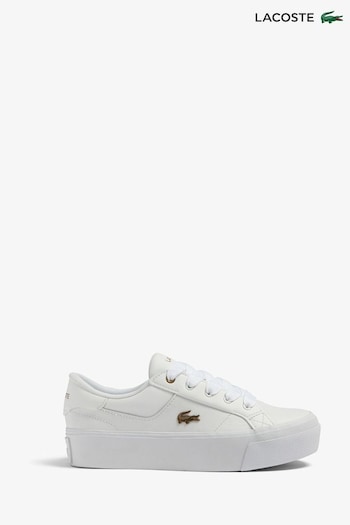Lacoste printed Ziane Platform White Trainers (C21357) | £90