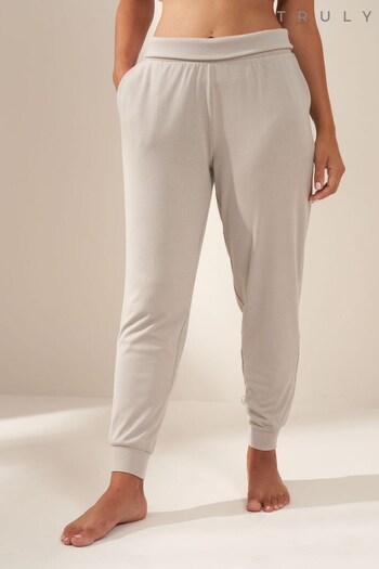 Truly Grey Greige Ribbed Hareem Joggers (C21436) | £45