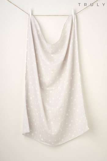 Truly Grey Star Baby Cotton Blanket (C21453) | £15