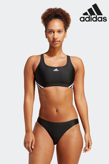adidas Black Sportswear Swim 3-Stripe Bikini (C21589) | £38