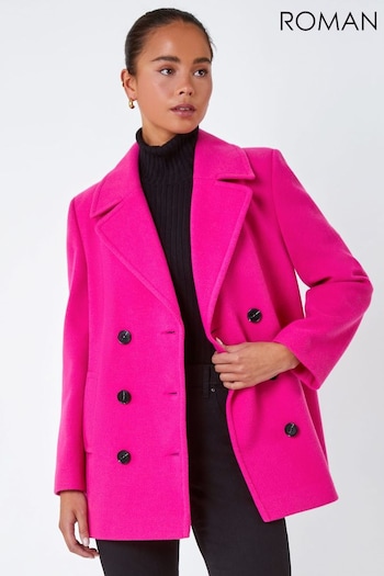 Roman Pink Petite Double Breasted Smart Coat (C21672) | £70