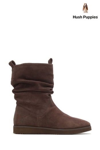 Hush Puppies Chow Chow Brown Ruched them Boots (C21705) | £105