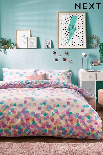 Pink Confetti Print Duvet Cover and Pillowcase Set (C21793) | £14 - £20